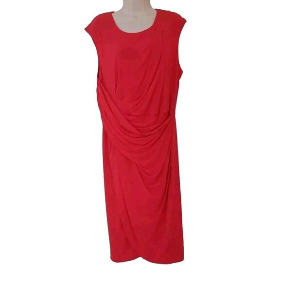 Nanette Lepore Dresses & Skirts - NEW NANETTE LEPORE CANDY APPLE RED FRONT DRAPERY FAUX WRAP MIDI DRESS SZ 14